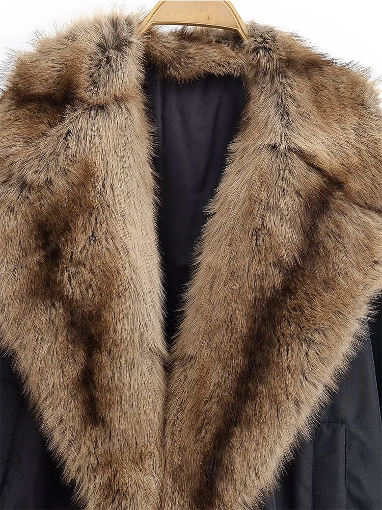 Women Faux Fur Collar Jacket 2025 Autumn Winter Women's Coat Long Sleeve Loose Female Streetwear Casual New Outerwear