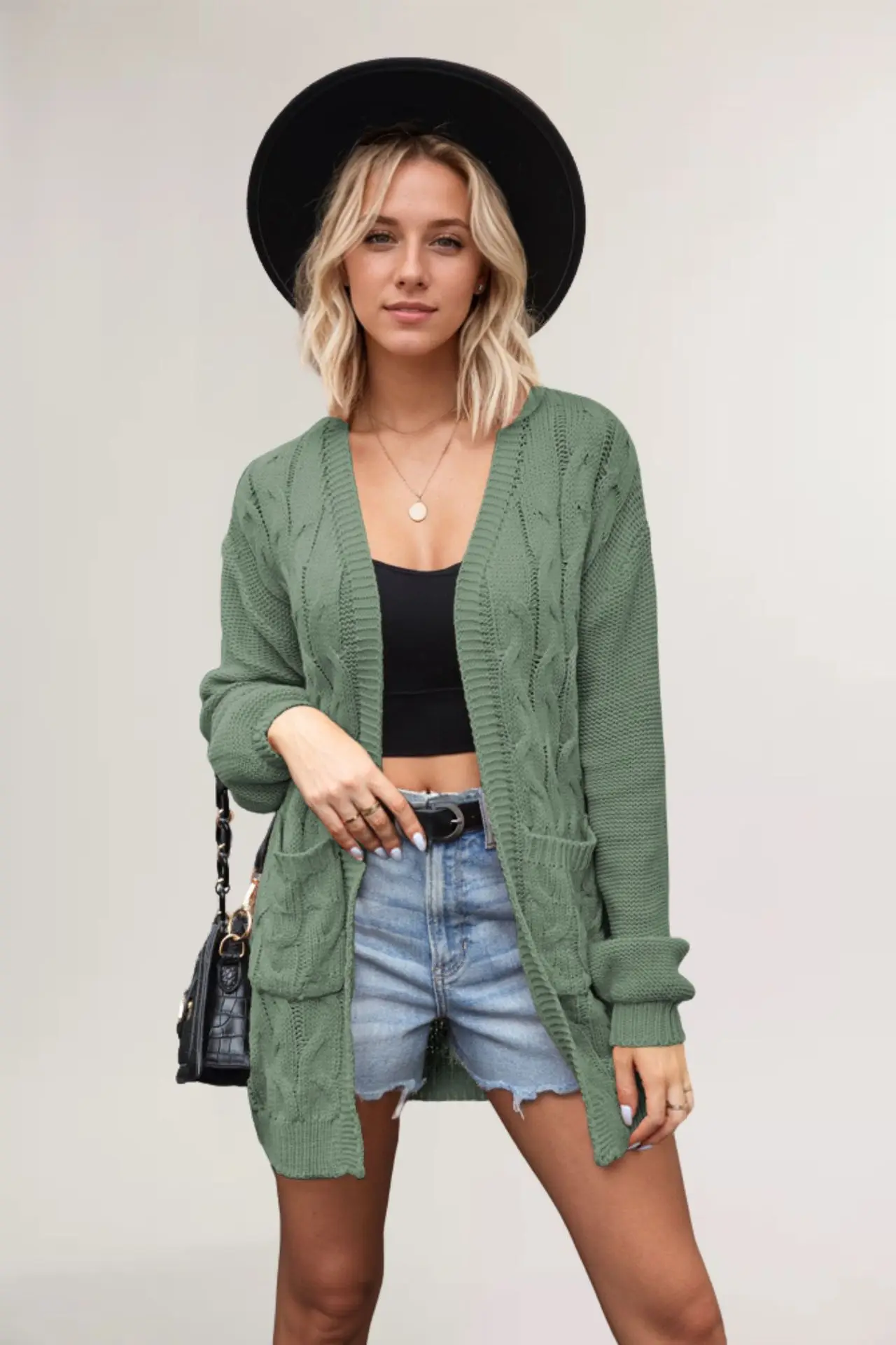 2024 winter new hot V-neck twist long-sleeved loose casual sweater coat 2