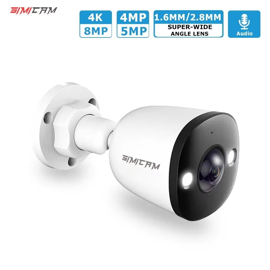 4K 8MP POE Security IP Camera 5MP 4MP Ultra Large Wide Angle Lens 1.6MM2.8MM Smart Alarm Color Night Vision Compatible Onvif NVR 1