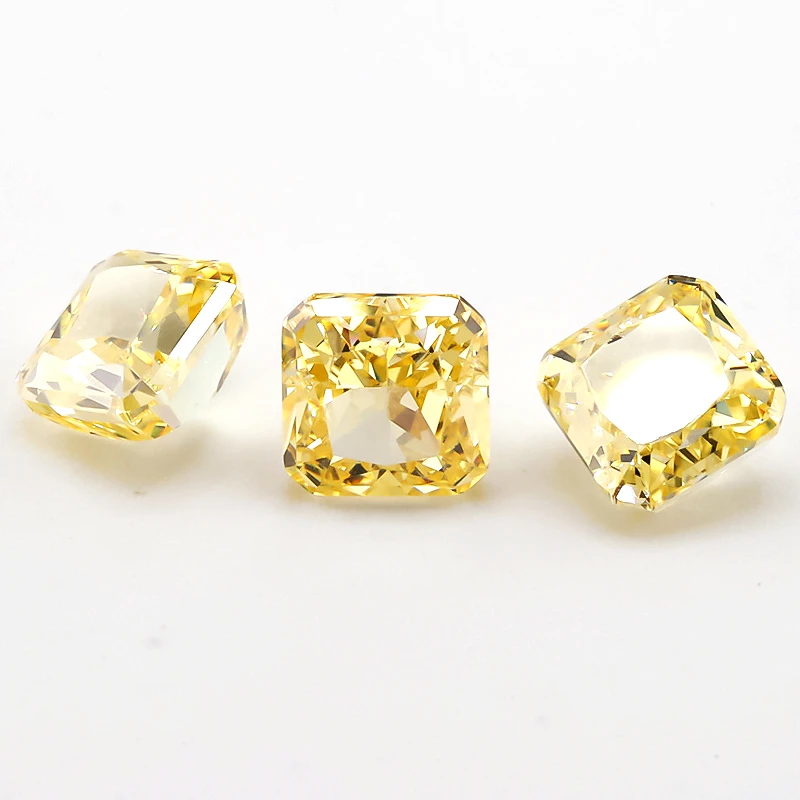 

JINGANGZUO 5x5mm 05#Light Yellow Square Octangle Radiant Crushed Ice Cut CZ Stone 5A Loose Cubic Zirconia Synthetic Gemstone