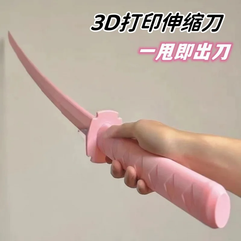 3D Printing Gravity Knife Pink Black Gravity Retractable Toy Katana Sword Decompression Toy Cosplay Props Birthday Gift