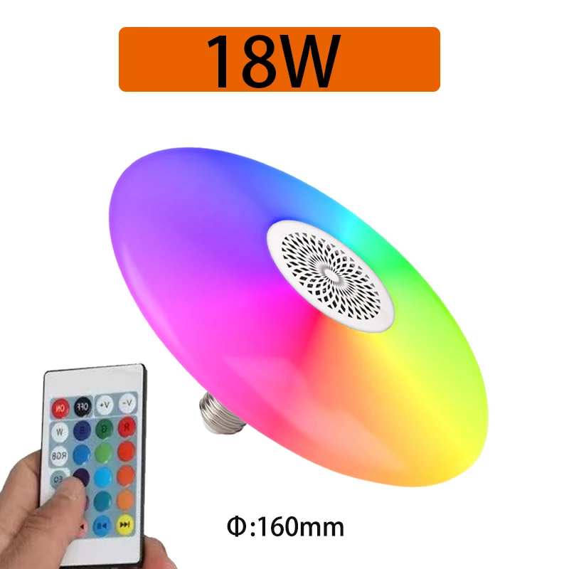 Smart UFO Lamp Music Wireless Bluetooth Speaker Bulb E27 RGB+White Dimmable Smart Led Ceiling Light Remote Control For Home 2021 wall mounted lamp Wall Lamps