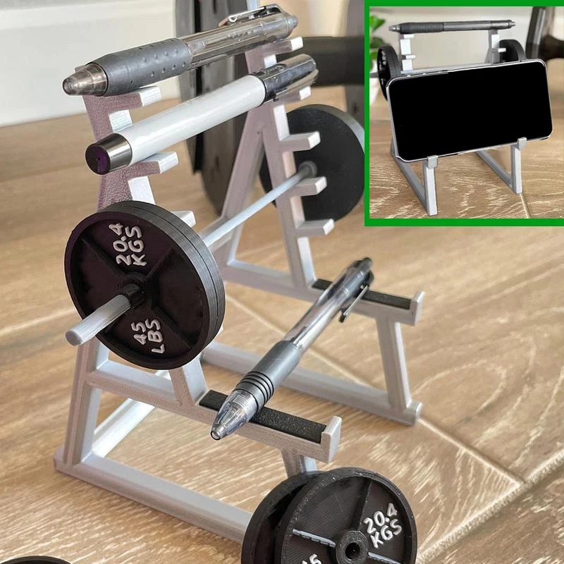 

Креативная стойка для штанги, держатель для ручки и телефона, мини-стойка для приседаний, украшения со Штангами, весы, Забавный органайзер для тяжелой атлетики, подарок, Настольный Органайзер