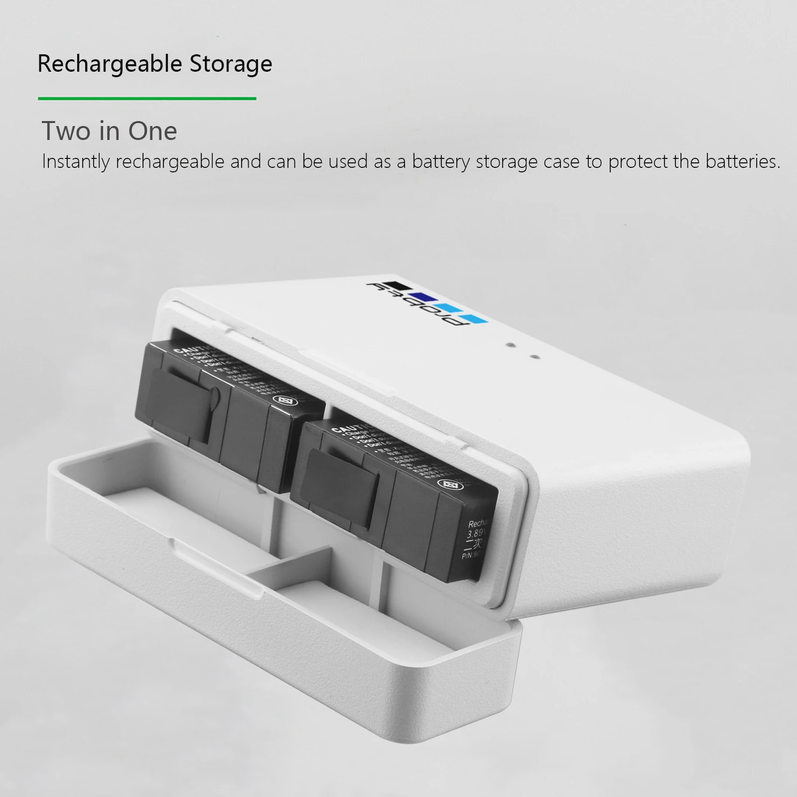 Chargeur rapide pour GoPro Hero 13 avec port Type-C, vue de face montrant le port USB.