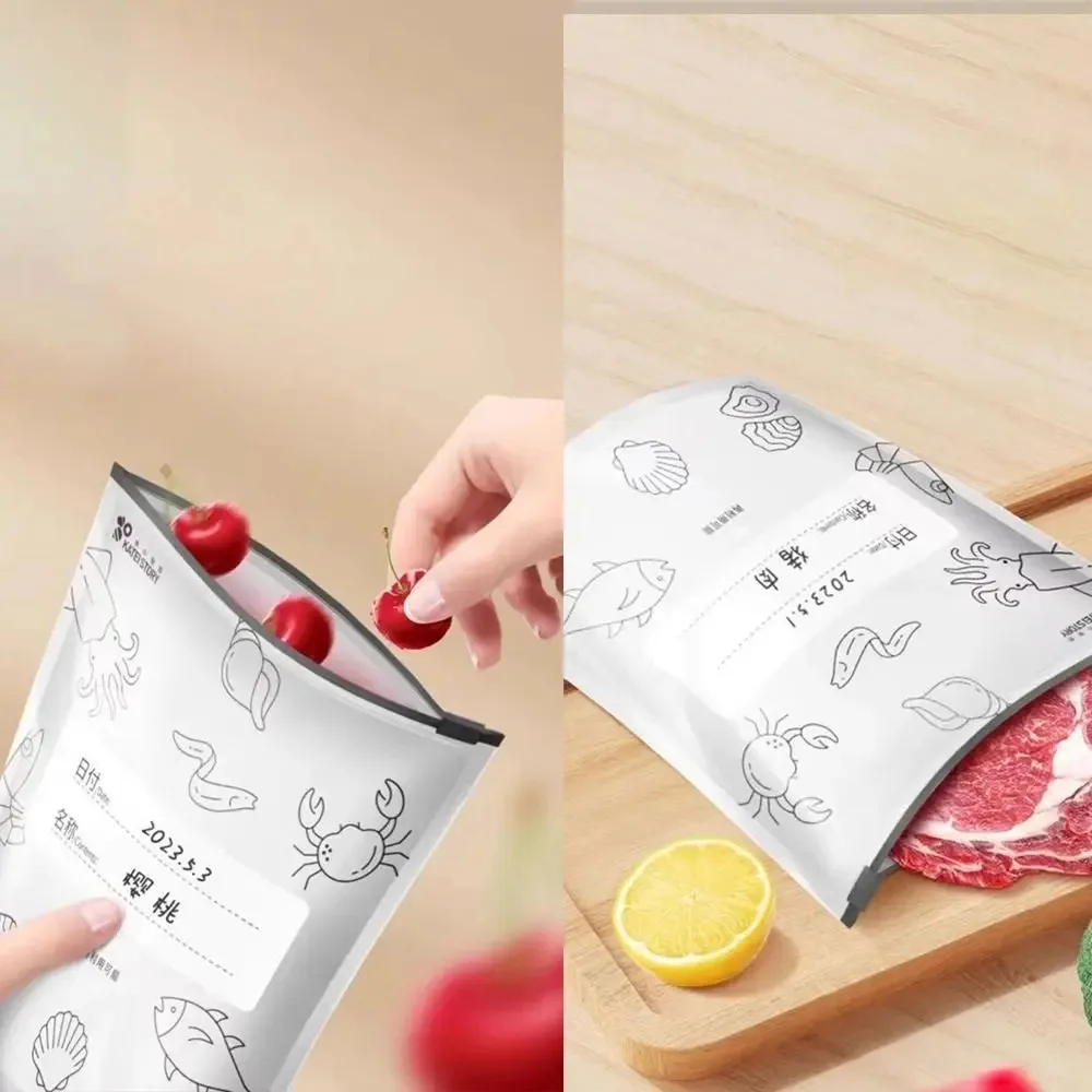 10 Stück/Beutel Lebensmittel-Aufbewahrungsbeutel, Küchen-Aluminiumfolie-Frischhaltebeutel, Gefrierbeutel mit Reißverschluss, große Kapazität, wiederverwendbar – Detail 2