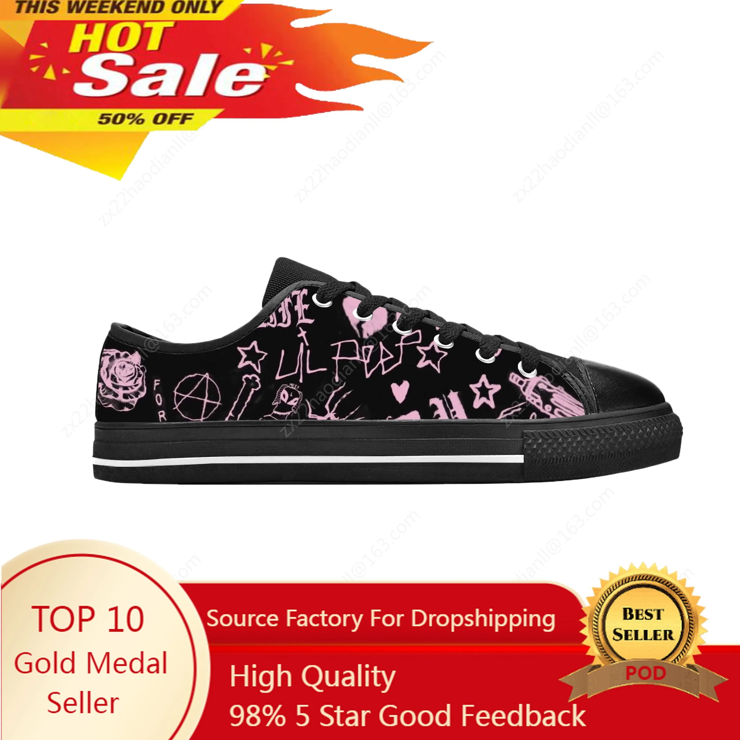 

Lil Peep Hip Hop Rap Rapper Music Singer Fashion Casual Cloth Shoes Low Top Comfortable Breathable 3D Print Men Women Sneakers
