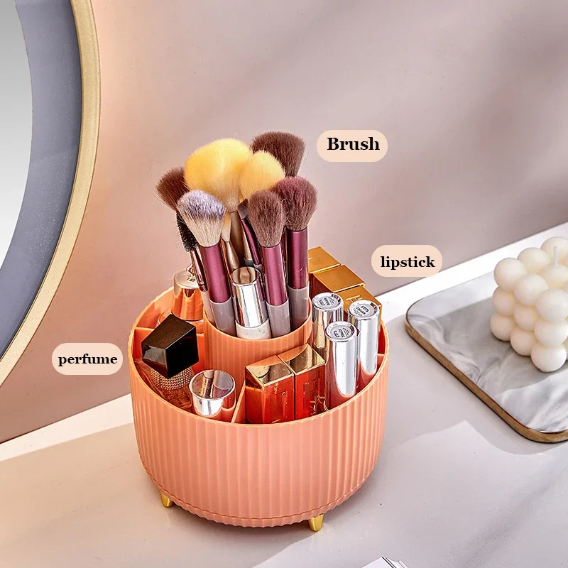 

Lipstick Dresser Shelf Box Storage Jewelry Brush Cosmetic Skincare Holder Desktop Bathroom Makeup 360° Rotating Organizer