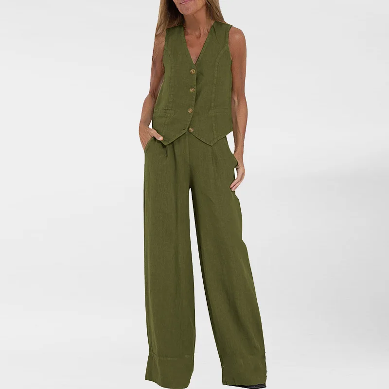 Gilet Donna Corto Senza Maniche In Cotone E Lino – Modello Sciolto E Casual – Colori Unita Per L'Estate – Taglie Dalla S Alla XXL