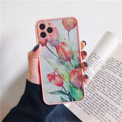 Vintage Leaves Flower Shockproof Phone Case - Ink Blossom Design - iPhone 15 (Pink SMHH 1)