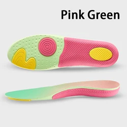 Enhanced Arch Support Shock - Absorbing Sports Insoles for Flat Feet - Unisex Anti - Slip Shoe Pads (1 Pair) (Pink Green)