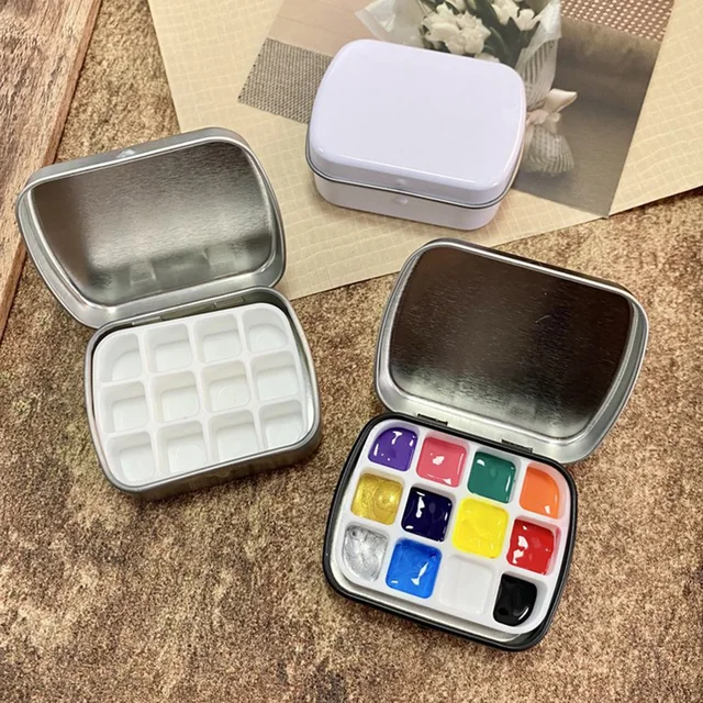 Watercolor Palette Painting Case Suit Kids Pigment Storage Container Travel Tray  Palettes Plate Enamel DIY - AliExpress