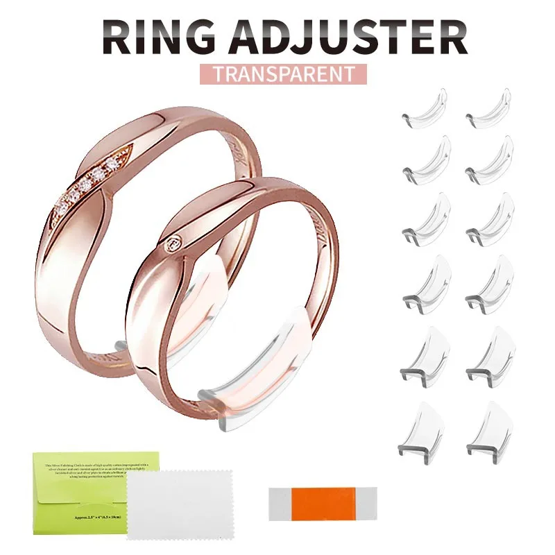 Outils de redimensionneur de bague en silicone transparent invisible, redimensionneur de bague, Beverer, convient à toutes les matiques, bijoux, 6 paires