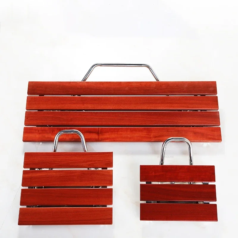 Solid Wood Folding Bath Chair Wall-mounted Shower Seats Non-slip Barrier-free Bathroom Stool Household Porch Shoe Changing Stool 4
