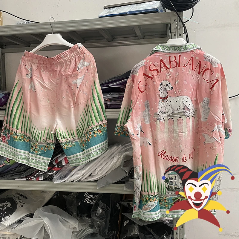 

Casablanca Shirt Men Women New Arrive Spotted Dog Print Hawaiian Shirts Tee