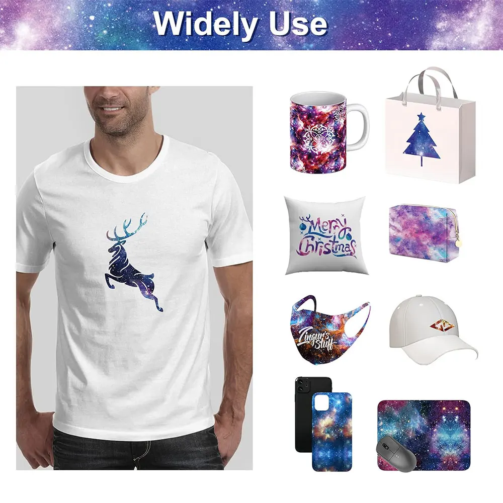 Infusible Ink Transfer Sheet 12" x 10"/19"/39" Galaxy Sublimation Transfer Paper for cut Mug DIY T- Shirts Coasters Tote Bags