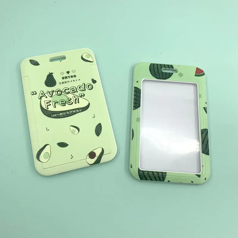 Ins Plastic Credit Card Holder with Lanyard Fruit Avocado Crad Cover Student ID Bus Access Card Case Cute Badge Holder