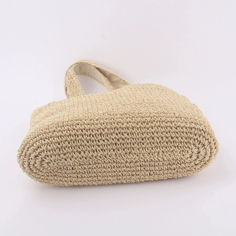 French Summer Woven Beach Handbag Shoulder Bag, Braided Style Single Tote Bag, Leisure Armpit Bag, Large Shopping Bag for Women