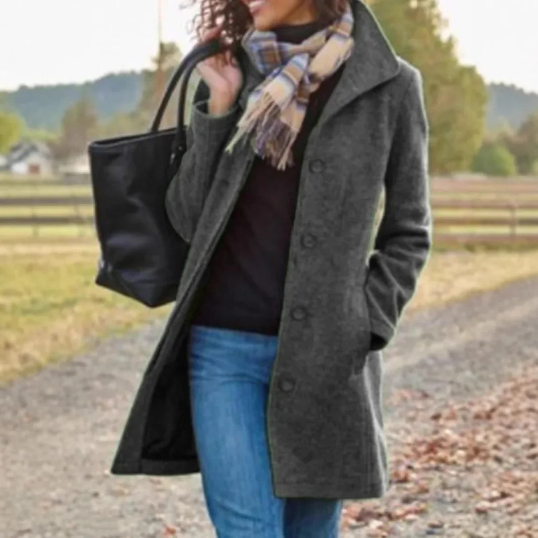 حار بيع الموسم معطف الصوف سميكة طويلة لون نقي المر...