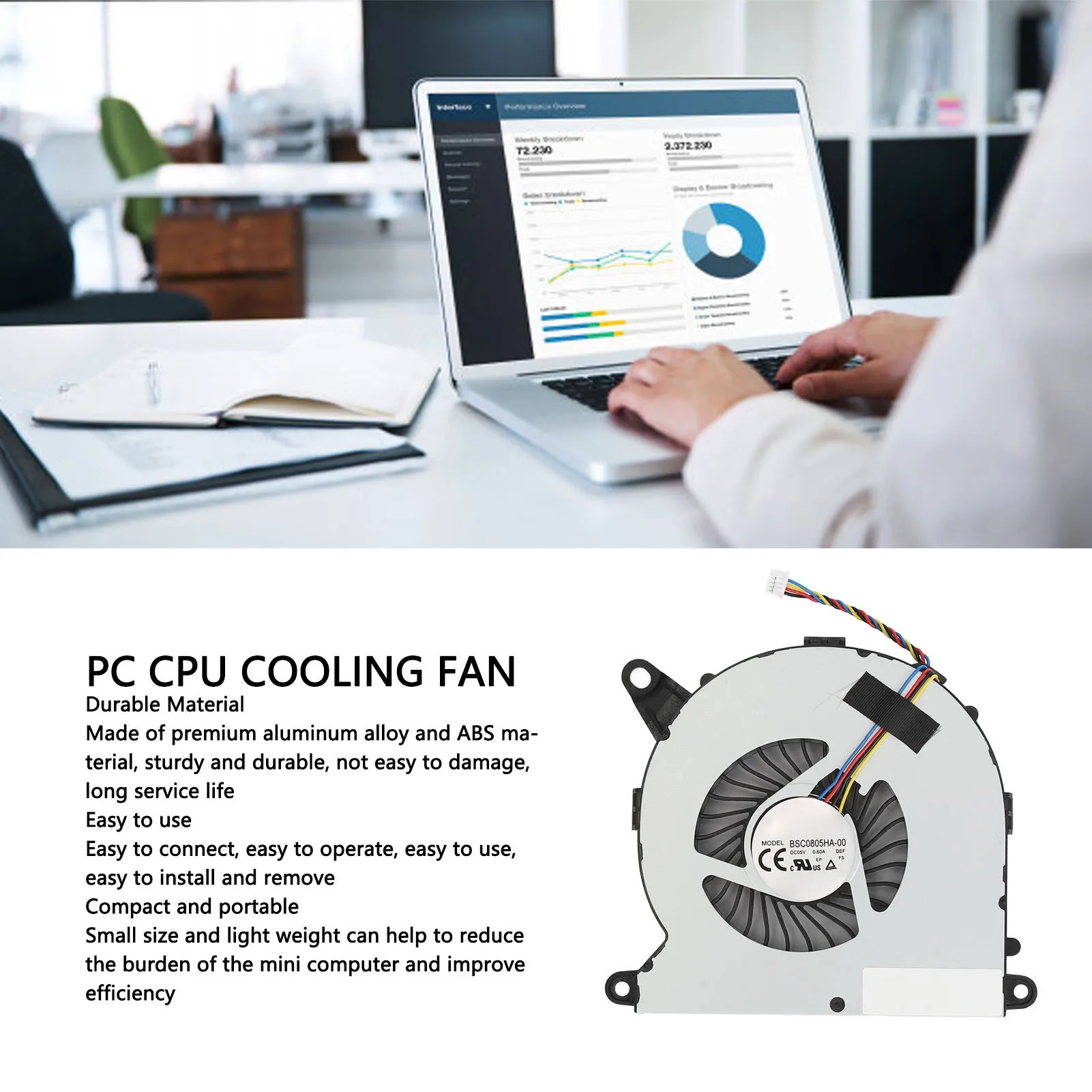 Cooling Fan Gaming Cooling Fan Desktop CPU Cooling Fan 5V 0.6A Lightweight 4 Pin for NUC8i7BEH NUC8i3BEH