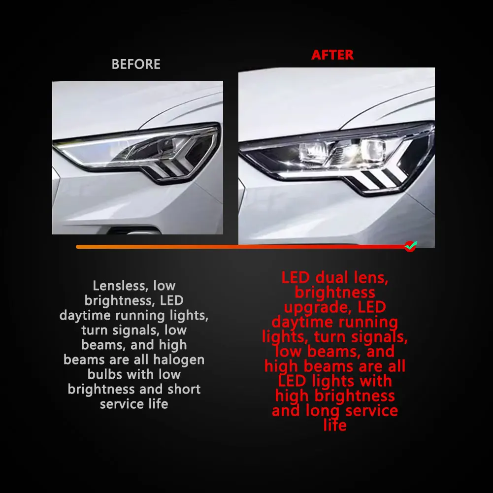 アウディq3用LEDヘッドライトアセンブリ,フロントライト,回転信号,カー