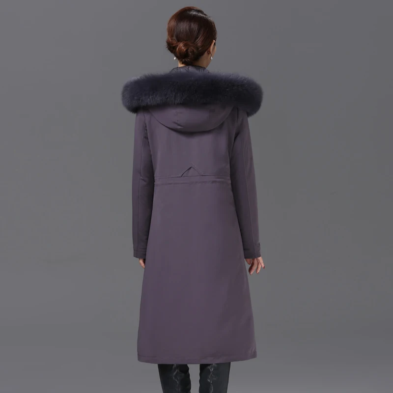 Shengyu Boya Live Face Removable Parker Middle-Aged and Elderly Ladieswear's Wear Over-The-Knee Long down Jacket Women's Jacket Thickened