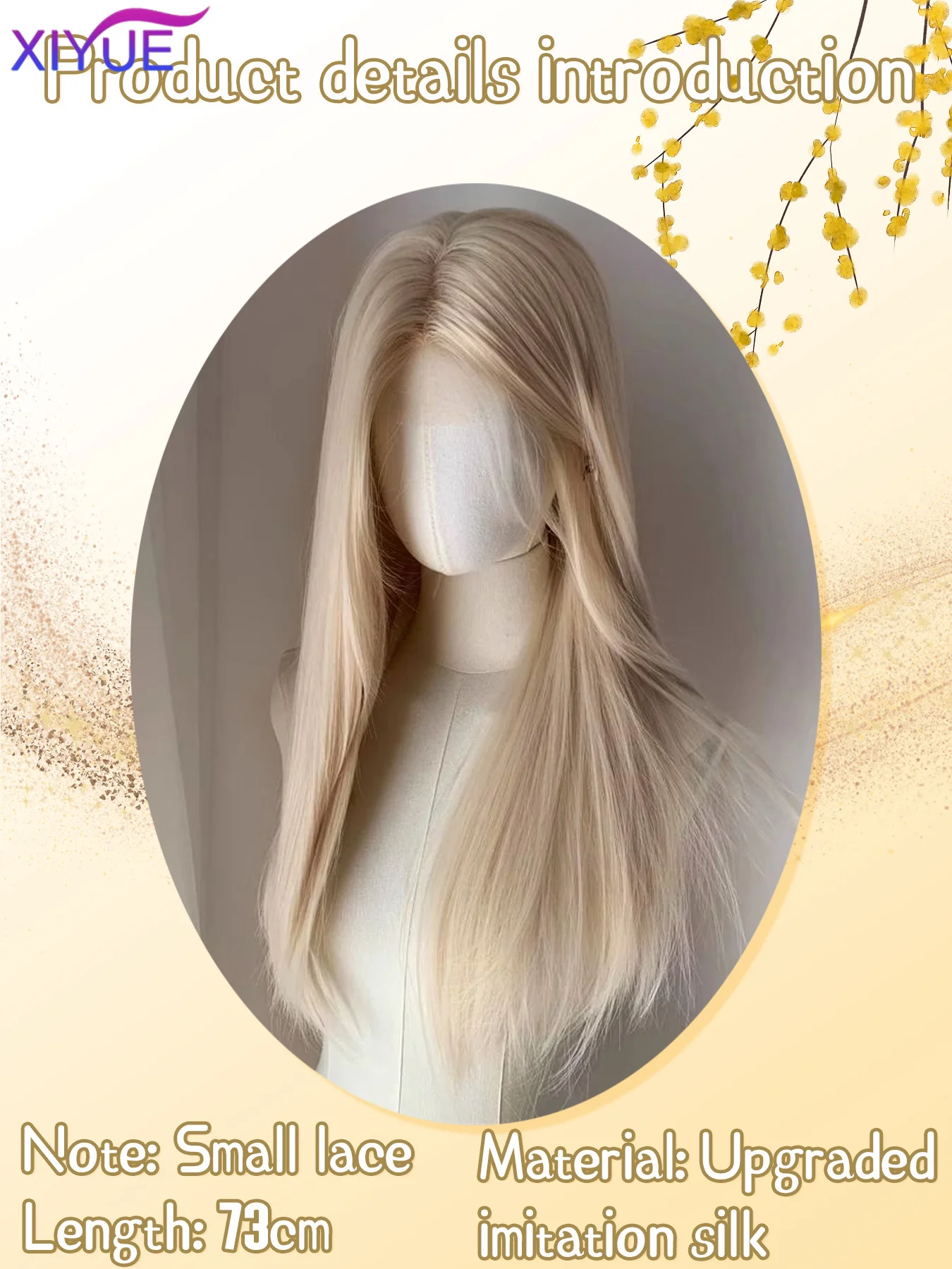 Synthetic Wigs for Women Blonde Long Straight Hime Cut Cosplay