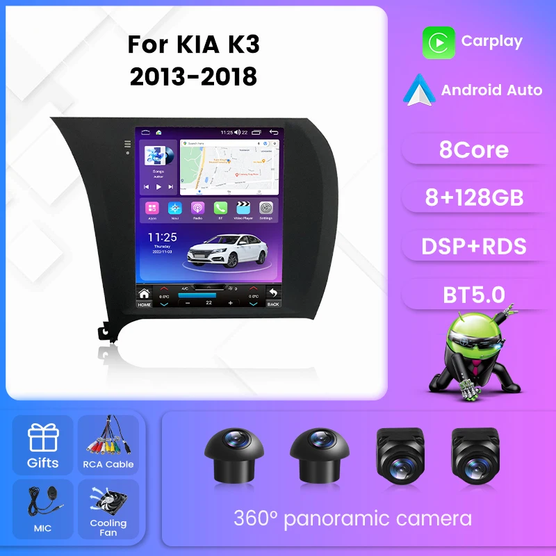 

Tesla Style Android all in one For KIA K3 CERATO FORTE 3 YD Tuner 2013-2017 Car Radio Multimedia Player Carplay Android Auto RDS