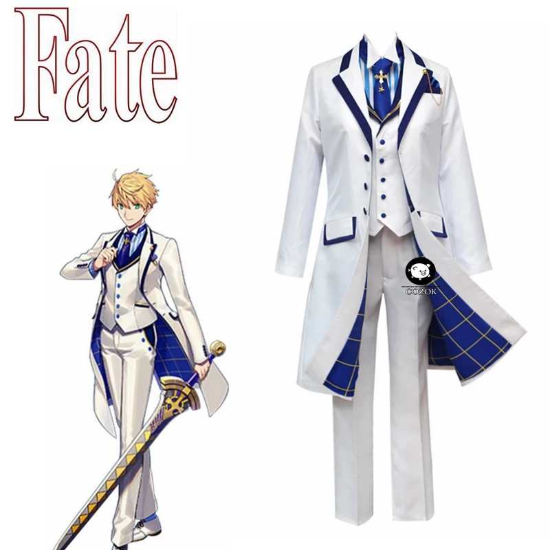 

New Fate Grand Orde FGO Saber King Arthur Cosplay Costume Outfit Arthur Pendragon White Rose King of Knights Cosplay