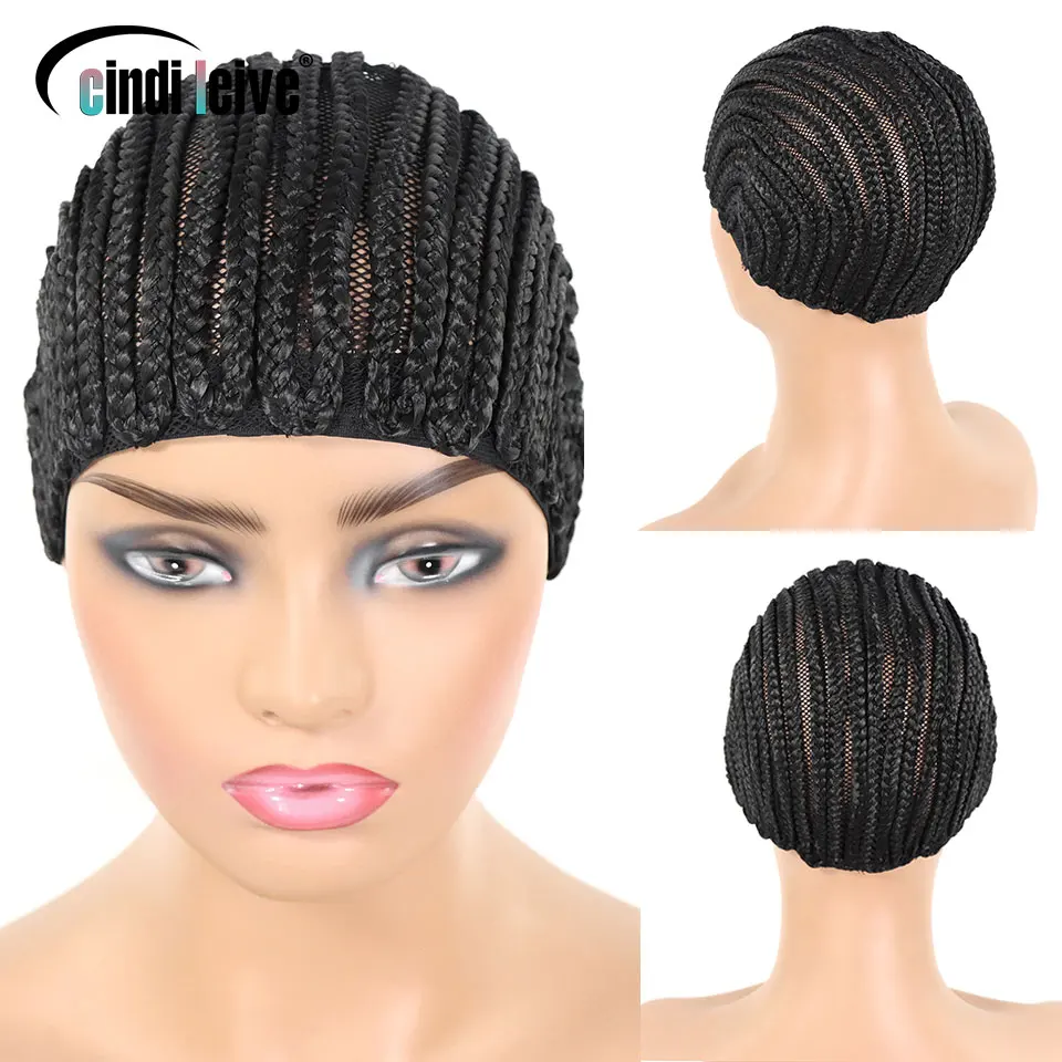 Wig Caps Black Braided Cap For Making Synthetic Wig Crochet Wig Cap In Cornrow Sew Hair Sew In Crochet Braided Caps Medium Size