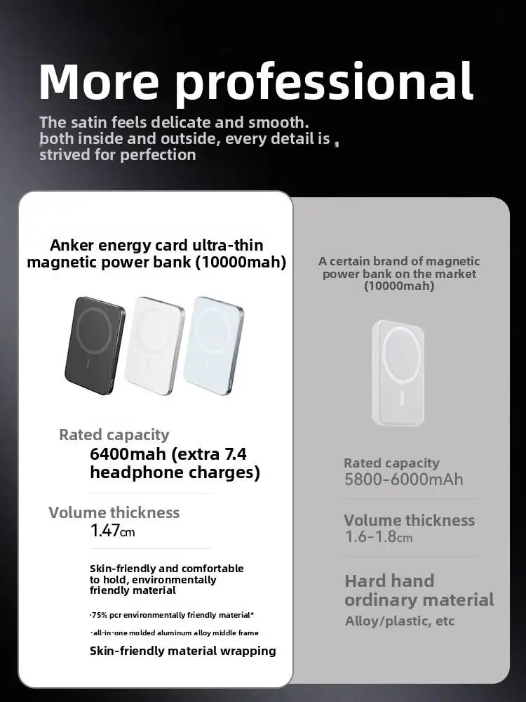 앵커 MagGo A1664 파워 뱅크 울트라 슬림 10000mAh 마그네틱 배터리 팩 7.5W 미니 휴대용 충전기 파워 뱅크 아이폰 삼성용
