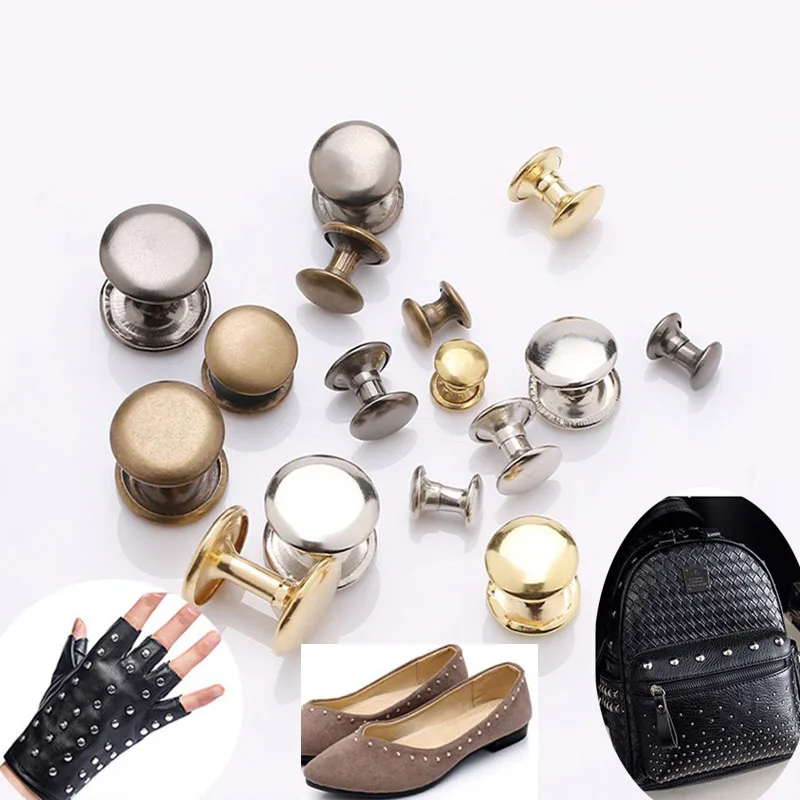 100pcs Metal Double Rivets Stud Round Nail Rivet Button 6/8/10/12mm ...
