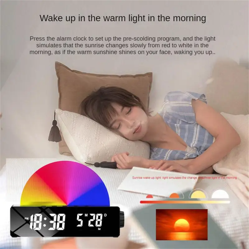 

Sunrise Alarm Clock Wake Up Light with Sunrise Simulation Multicolor LED Digital Alarm Clock for Heavy Sleepers Adults Kids