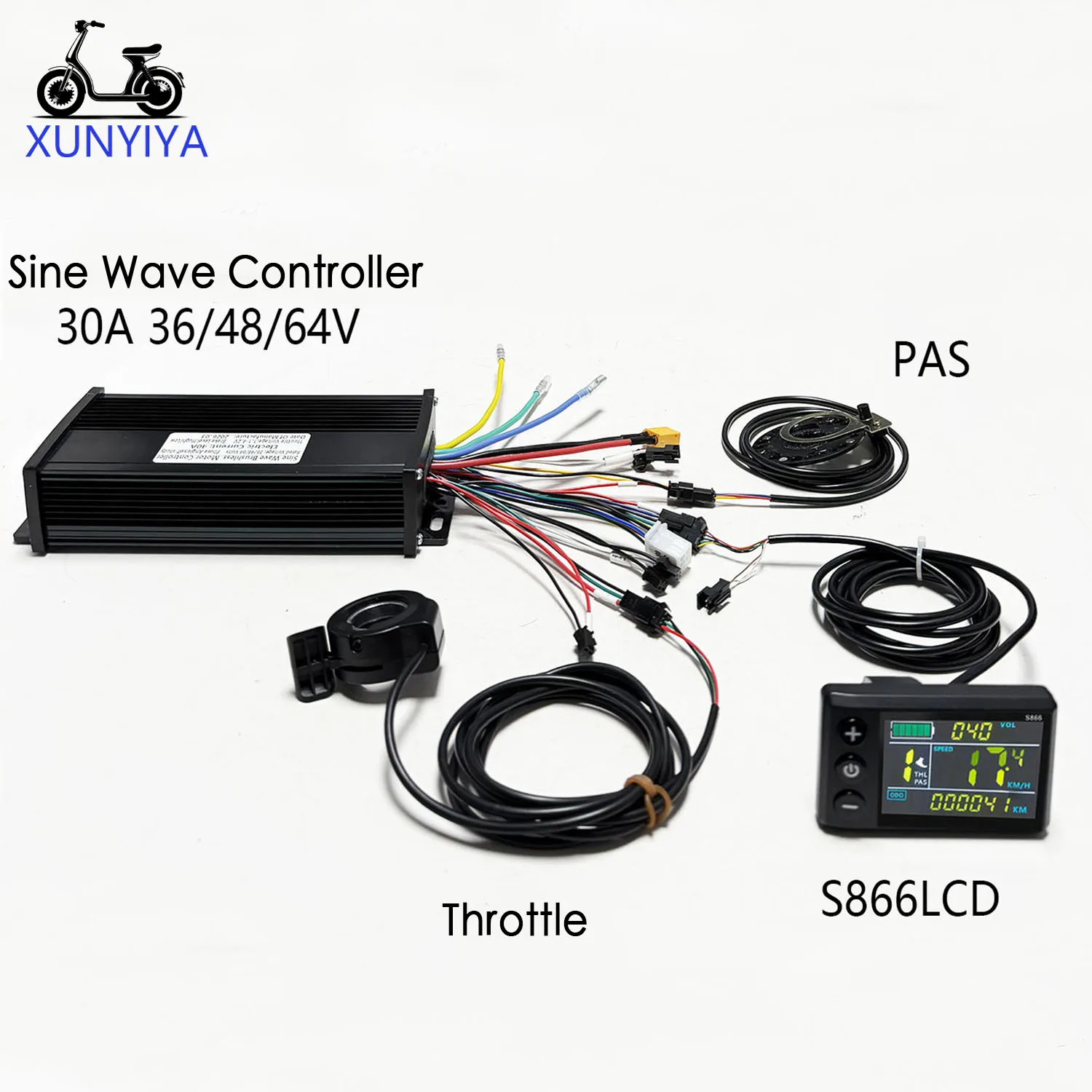 40A 1000W-2000W 사인파 브러시리스 모터 컨트롤러 36V 48V 64V S866 컬러 LCD 디스플레이+ PAS + 스로틀 키트 (전기 자전거용)