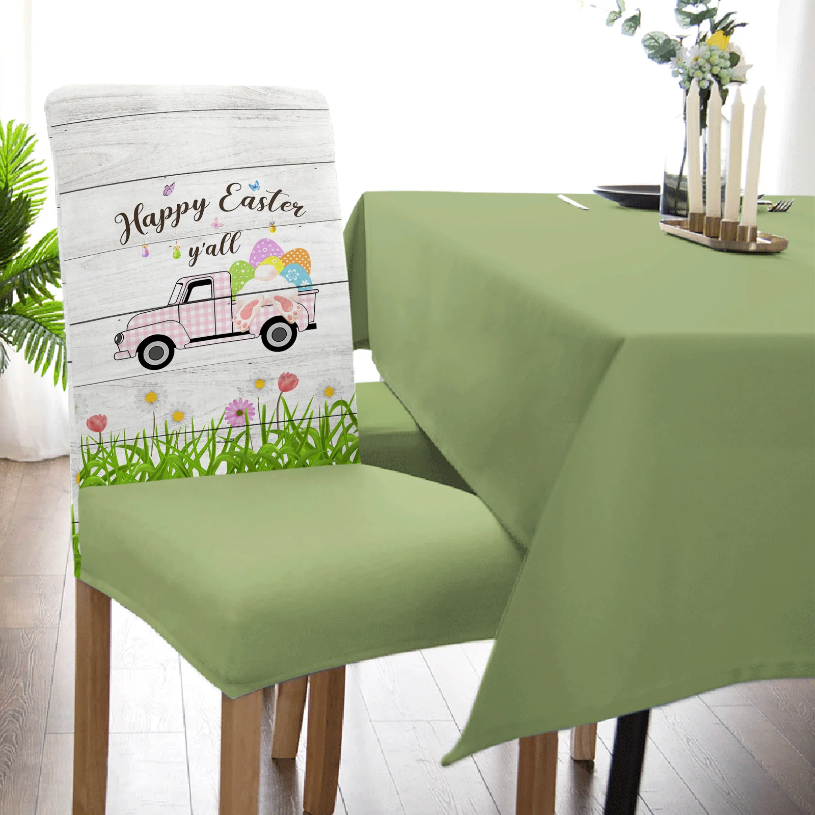 Easter Pink Car Easter Texture Wood Grain Chair Cover Dining Spandex Stretch Seat Covers Home Office Decor Desk Chair Case Set