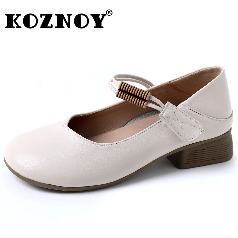 

Koznoy 3cm New British Genuine Leather Lolita Preppy Concise Buckle Strap Simple Fashion Mary Jane Ladies Plus Size Summer Shoes