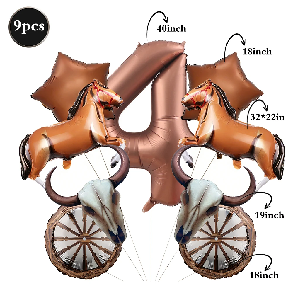 Cowboy Geburtstag Party Dekoration Folie Pferd Anzahl Ballon Set Kinder Western Thema Pferd Geburtstag Party Jungen Baby Dusche Liefert – Detail 10