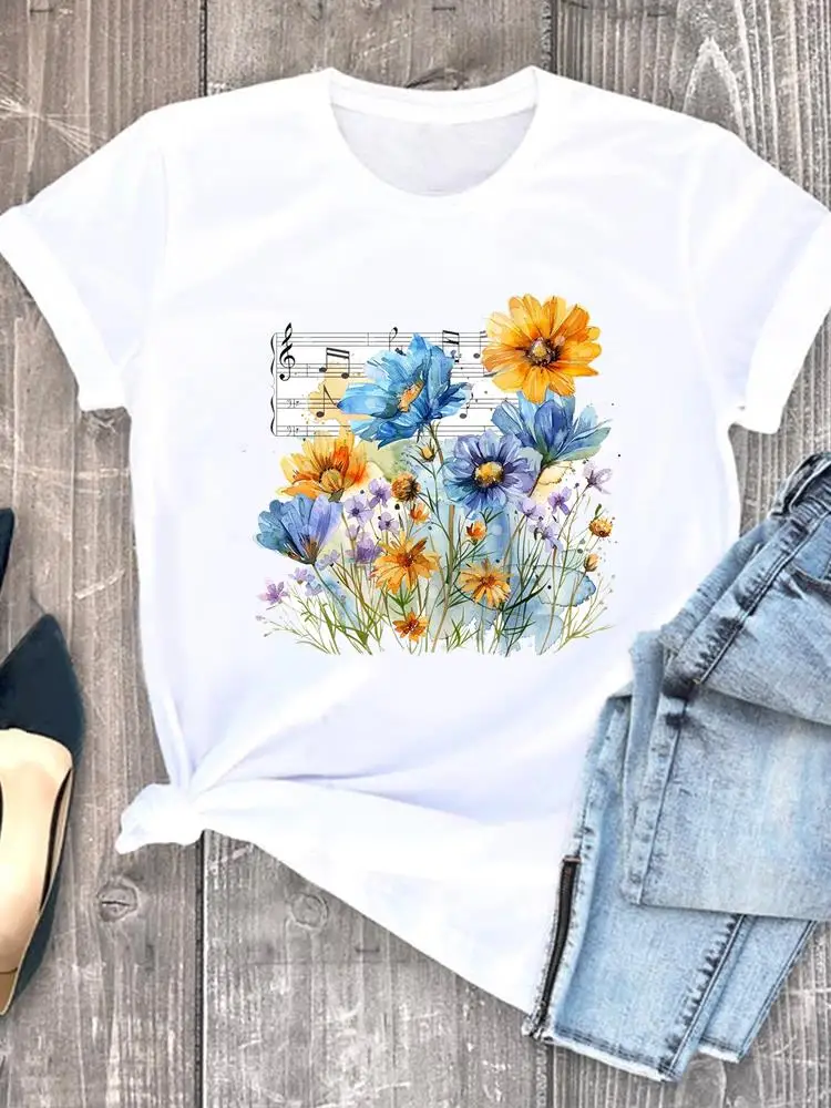 Women Clothing Trend Cute 90s Fashion White Tee Clothes Print Womens Casual Ladies Graphic T Short Sleeve O-neck T-shirts