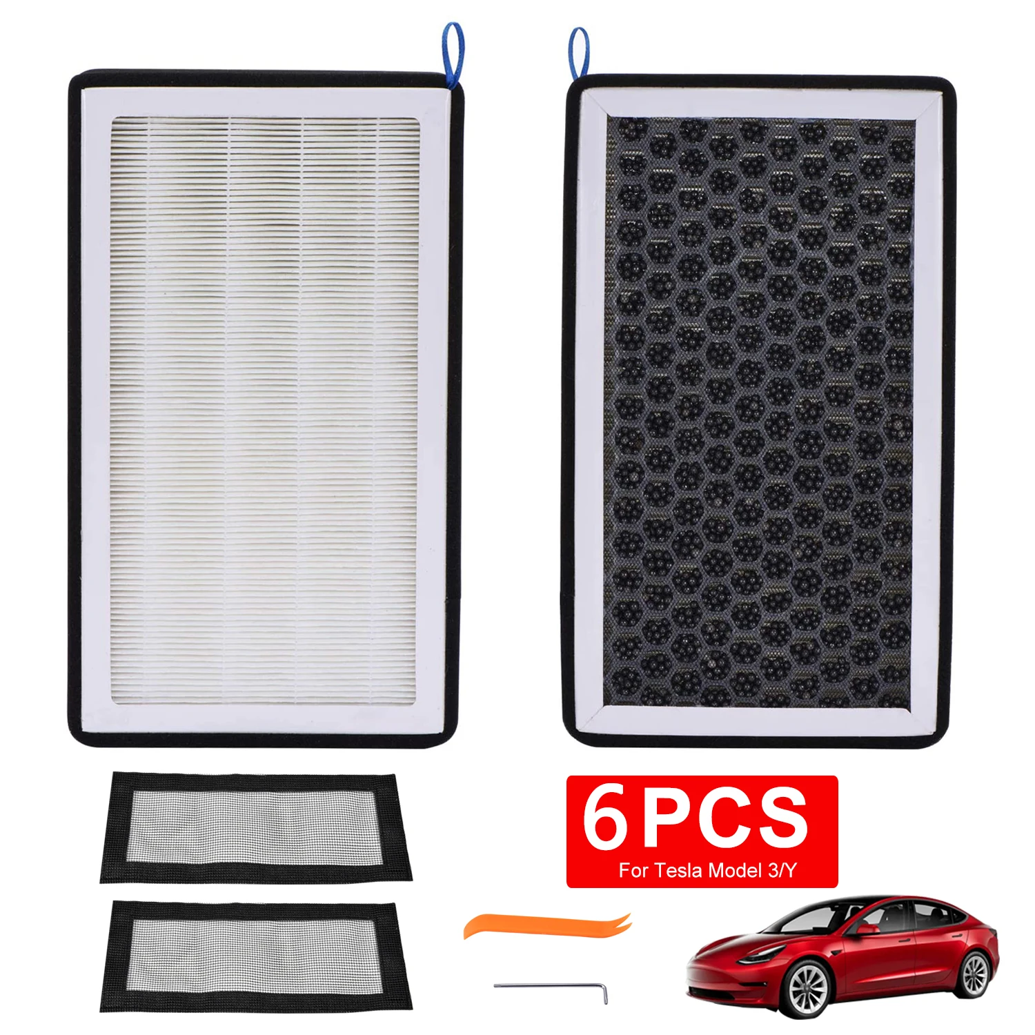 6Pcs Model 3 HEPA Air Filter Cabin Filter with Activated Carbon Air