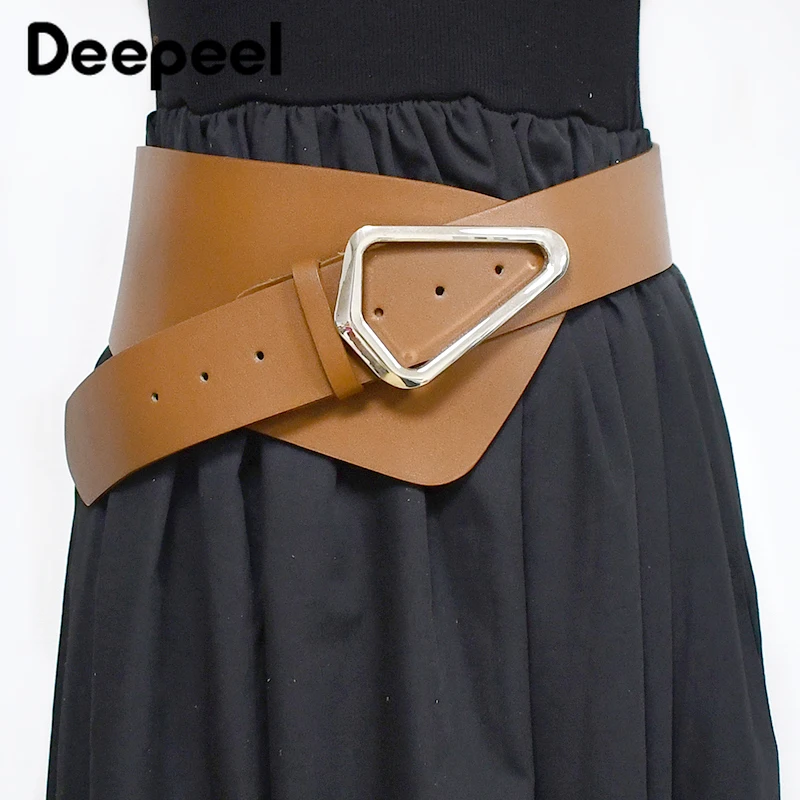 

1Pc Deepeel 11.5*102cm Fashion Women Genuine Leather Cummerbunds Dress Decorative Wide Waistband Corset Belt for 74-92cm Waist