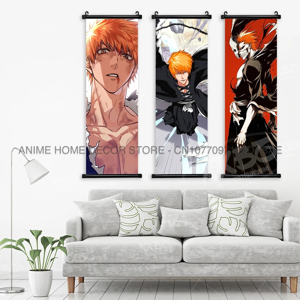 Bleach Anime Art Scroll: Ichigo & Orihime Decorative Wall Hanging