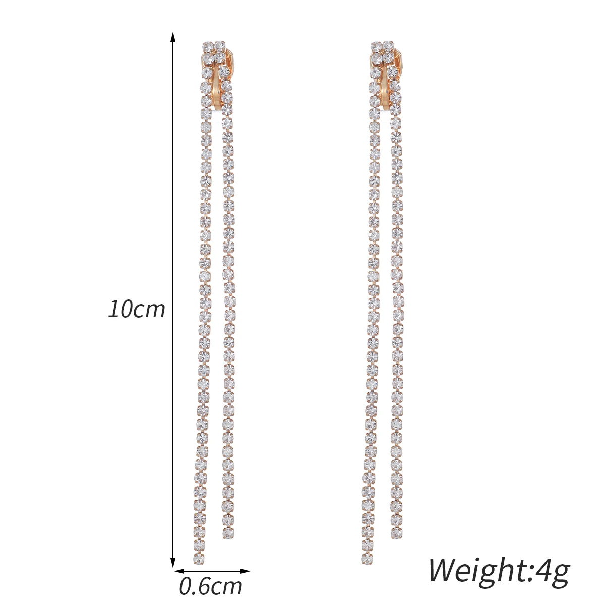 Classic Shiny Crystal Clip on Earrings Ladies Exaggerated Long Tassels Colorful Rhinestone Non Pierced Earrings Jewelry ear clip earrings clip earrings ear clip ear accessories