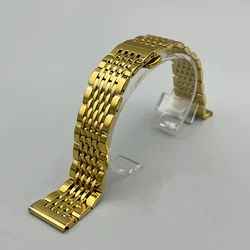 Premium Solid Stainless Steel Watch Band with Butterfly Clasp - Replacement Strap Bracelet - 22mm (Gold)