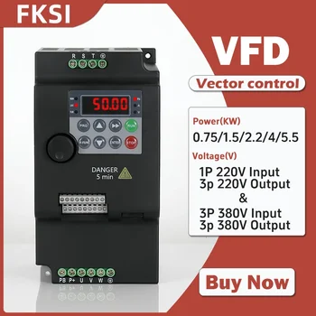 Inverter VFD 0.75KW 1.5KW 2.2KW 4KW 5.5KW Convertitore di frequenza 1PH/3PH 220V 380V Convertitore di uscita Azionamento di frequenza variabile