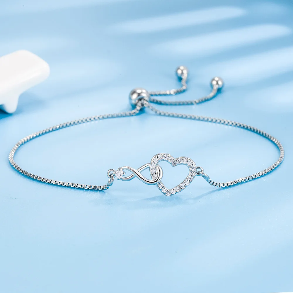 Pulseras De Plata De Ley 925 Con Coraz n De Circonita Para Mujer pulseras-de-plata-de-ley-925-con-coraz-n-de-circonita-para-mujer