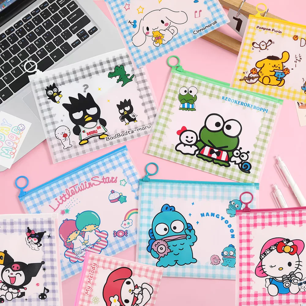 Sanrio Kawaii Hello Kitty Melody Kuromi Zipper Bag 10pcs-20pcs Child Stationery Packaging Bag Seal Dustproof Storage Bags