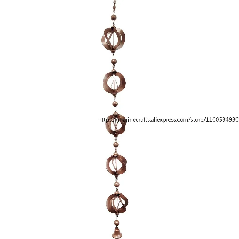 Rotating Rain Chain Wind Chime Metal Garden Art Craft Spinning Water Chain Outdoor Decor