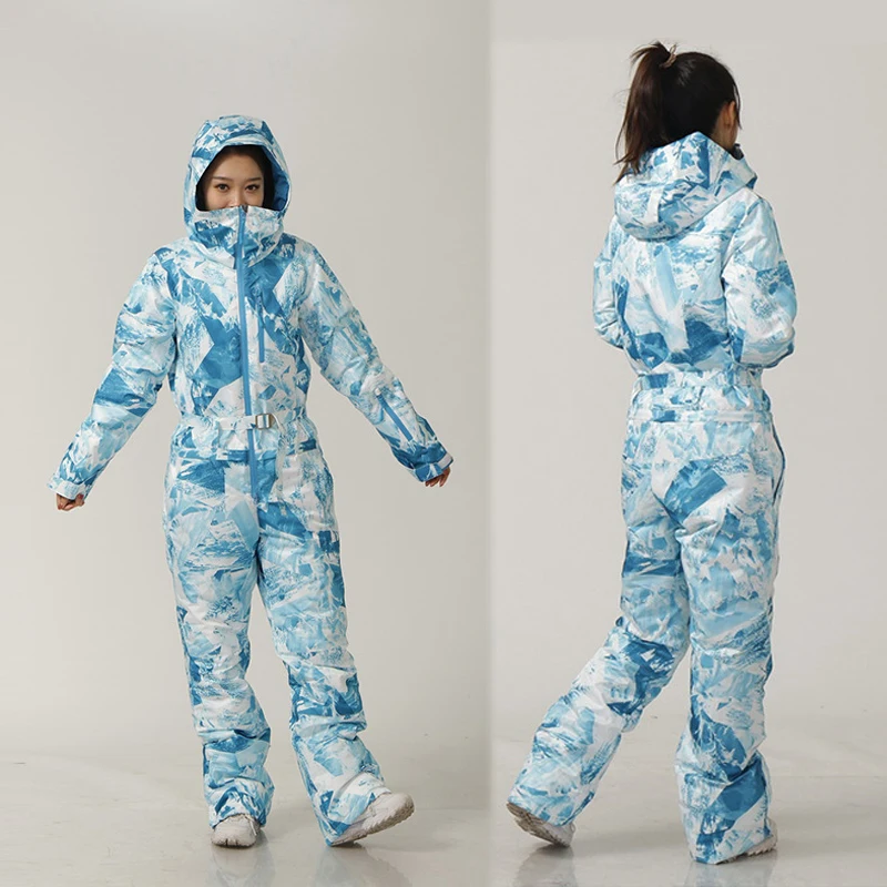 Winter Women Snowboarding One Piece Thick Warm Female Snowsuits Sport Heated Woman Jumpsuit Insulated Mountain Tracksuit Overall