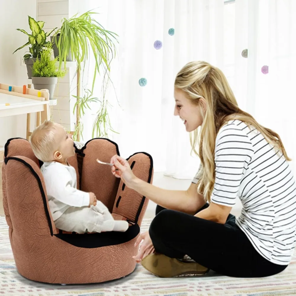 Kids Couch with Solid Wood Frame & Baseball Glove Design, Children Armchair for Play Room, Nursery, Kindergarten, Kids Room 2