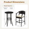 3-Piece Outdoor Bar Set - Patio Wicker Rattan Bar Height Barstools w/Cushions, Footrest, Round Glass Top Table, High Top Bistro 3