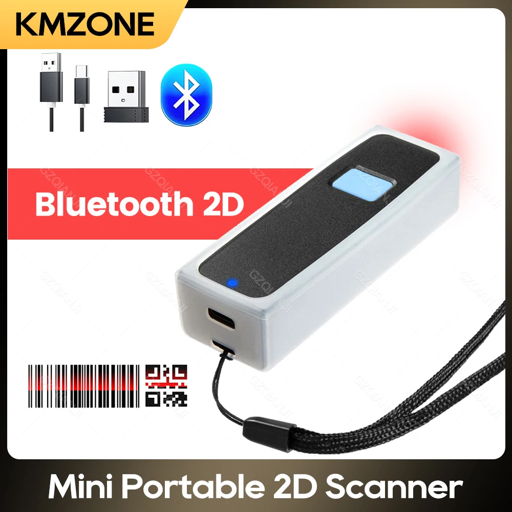 Mini Bluetooth 2D Barcode Scanner 3-in-1 USB 2.4G Wireless Connection QR Image Reader PDF417 Data Matrix Screen Scanning